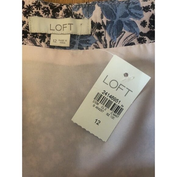 NWT LOFT Womens Size 12 Pink Blue Floral A-Line Skirt Tapestry - Picture 5 of 6